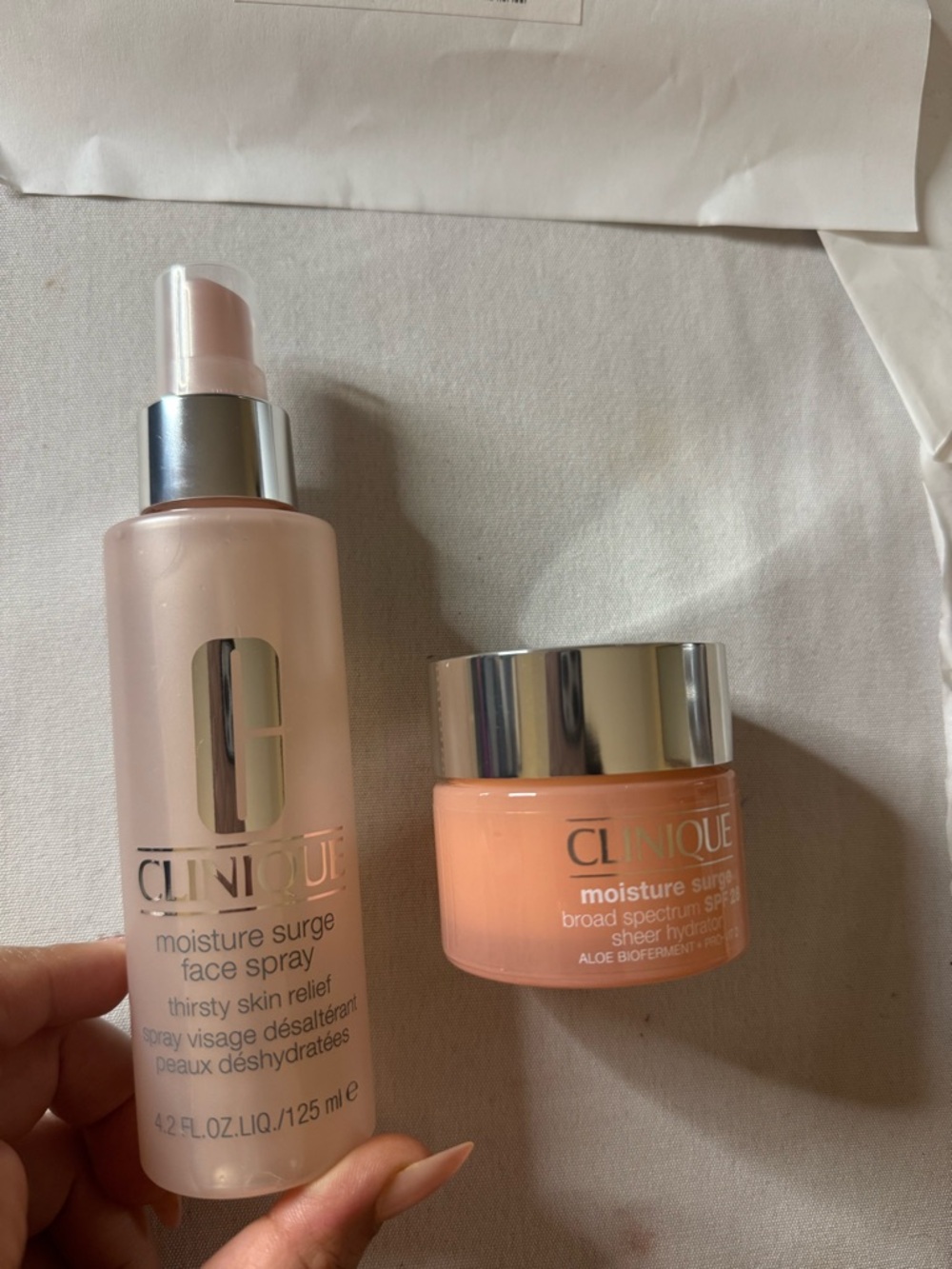 Clinique Moisture Surge Hydration Spray and Cream Duo - Pale Pink set of two